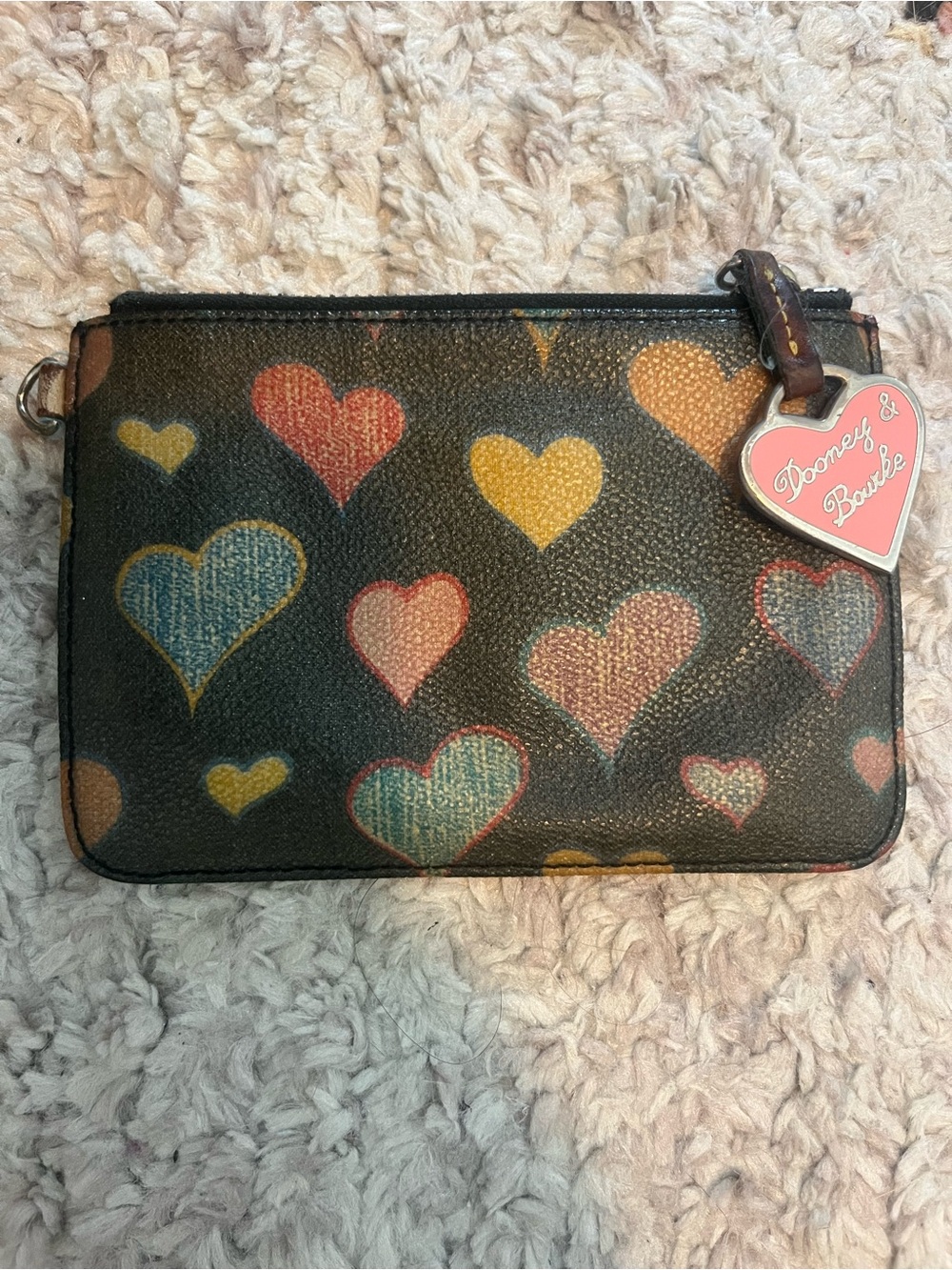 Dooney & Bourke vintage scribble heart Y2K canvas coin purse/wristlet